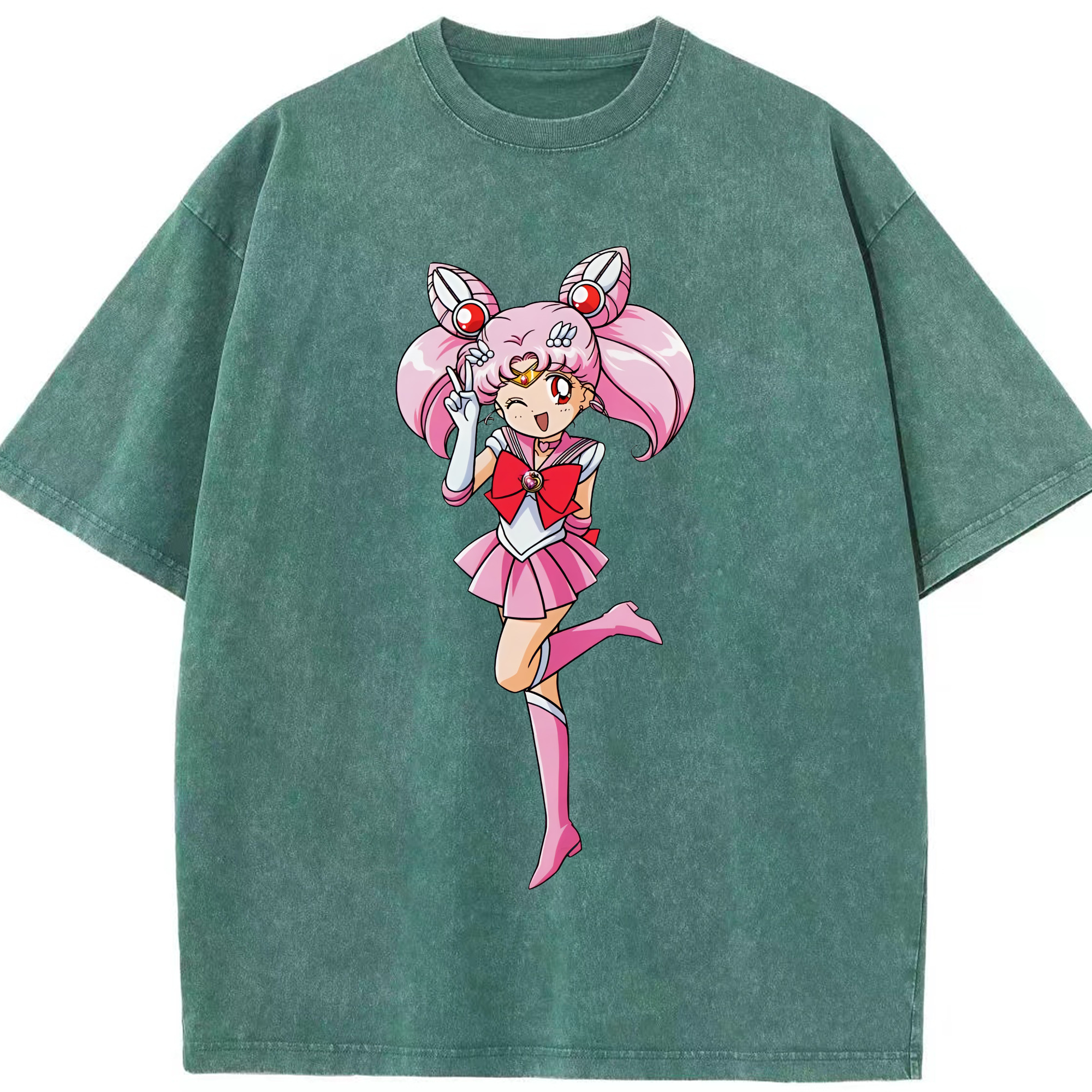 （画像用） 美少女戦士セーラームーン ちびうさ Sailor Moon Chibiusa Tsukino Usagi Small Lady Serenity 綿100% ヴィンテージ風 半袖Tシャツ（フロントプリント）